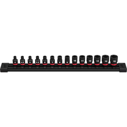 Milwaukee 14PC SHOCKWAVE Impact Duty Metric Standard 6 Point Socket Set 49-66-7002 | 1/4 in Drive, 14-Piece