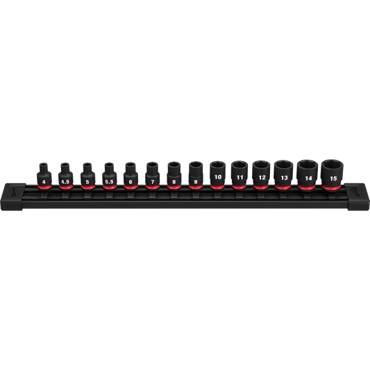 Milwaukee 14PC SHOCKWAVE Impact Duty Metric Standard 6 Point Socket Set 49-66-7002 | 1/4 in Drive, 14-Piece