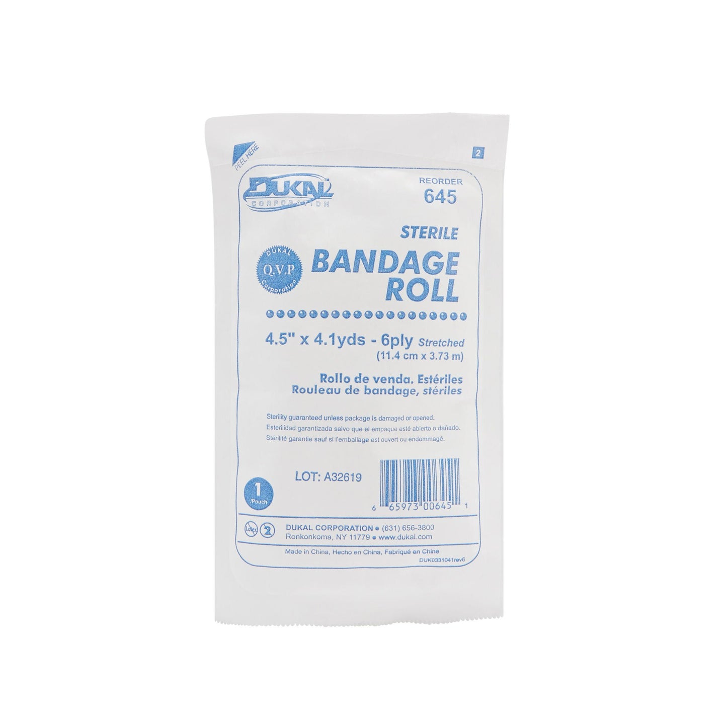 Dukal™ Sterile Fluff Bandage Roll, 6-Ply