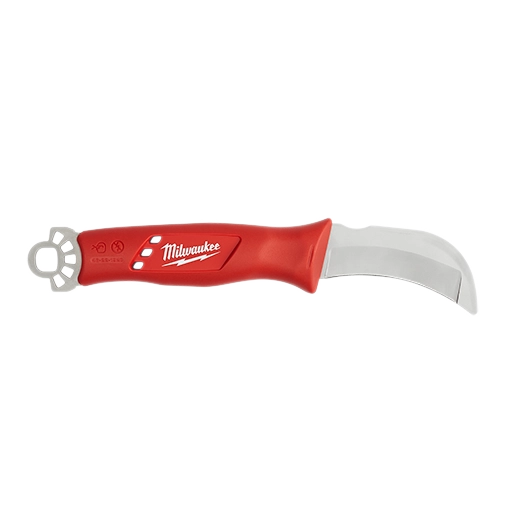 Milwaukee Lineman’s Blunt Tip Hawkbill Knife w/ STICKWORK 3in1 Ring 48-22-1923 | 3.25 in Blade Length, Stainless Steel
