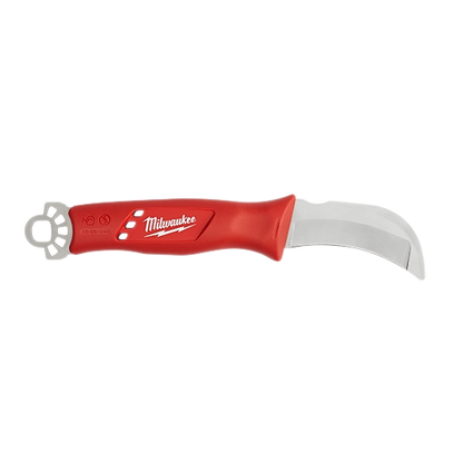 Milwaukee Lineman’s Blunt Tip Hawkbill Knife w/ STICKWORK 3in1 Ring 48-22-1923 | 3.25 in Blade Length, Stainless Steel