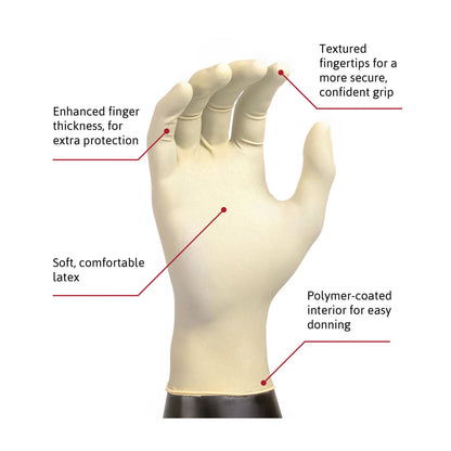 Diamond Grip™ Latex Exam Gloves, White - view 3