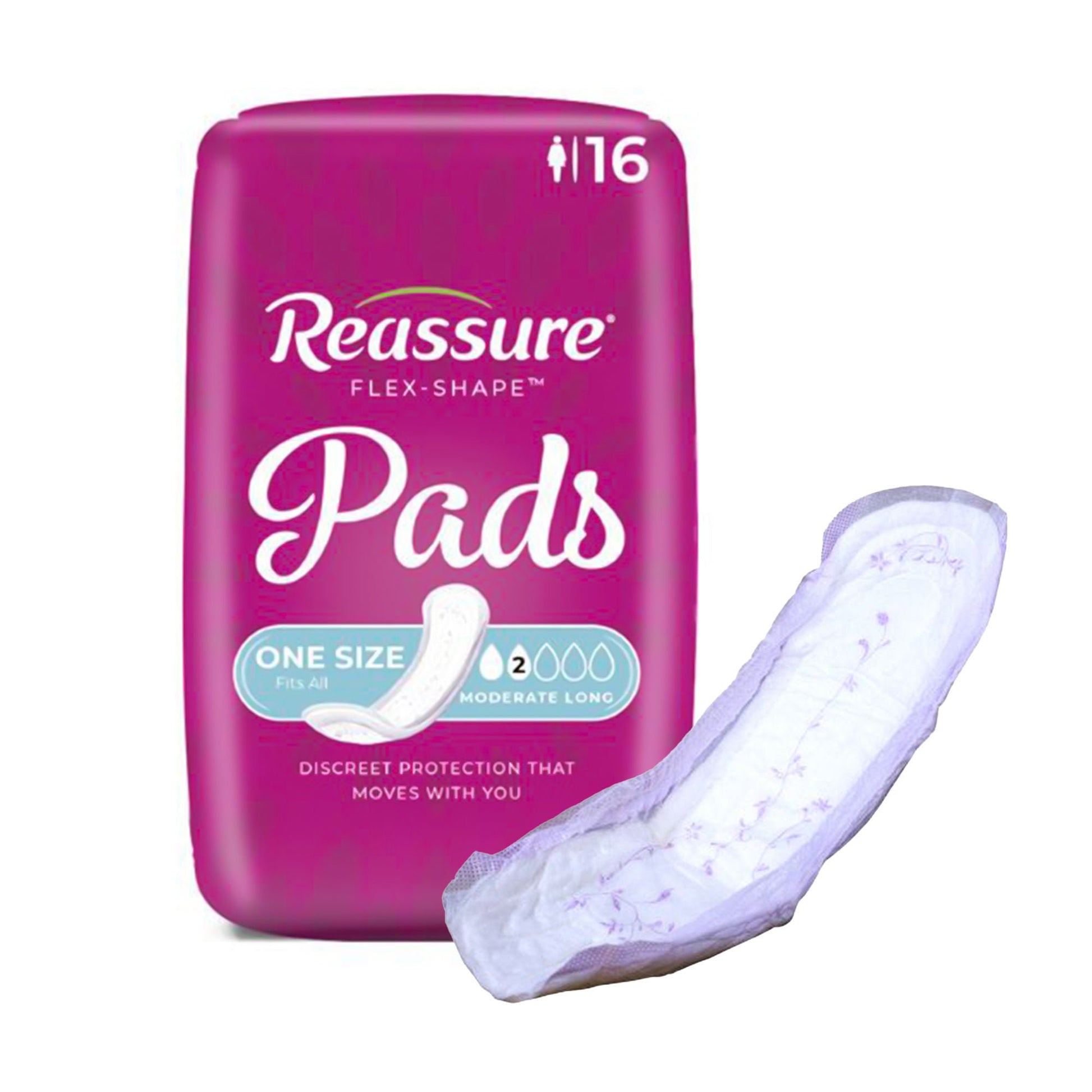 Reassure® Flex-Shape Pad™, Long Pad for Moderate Incontinence