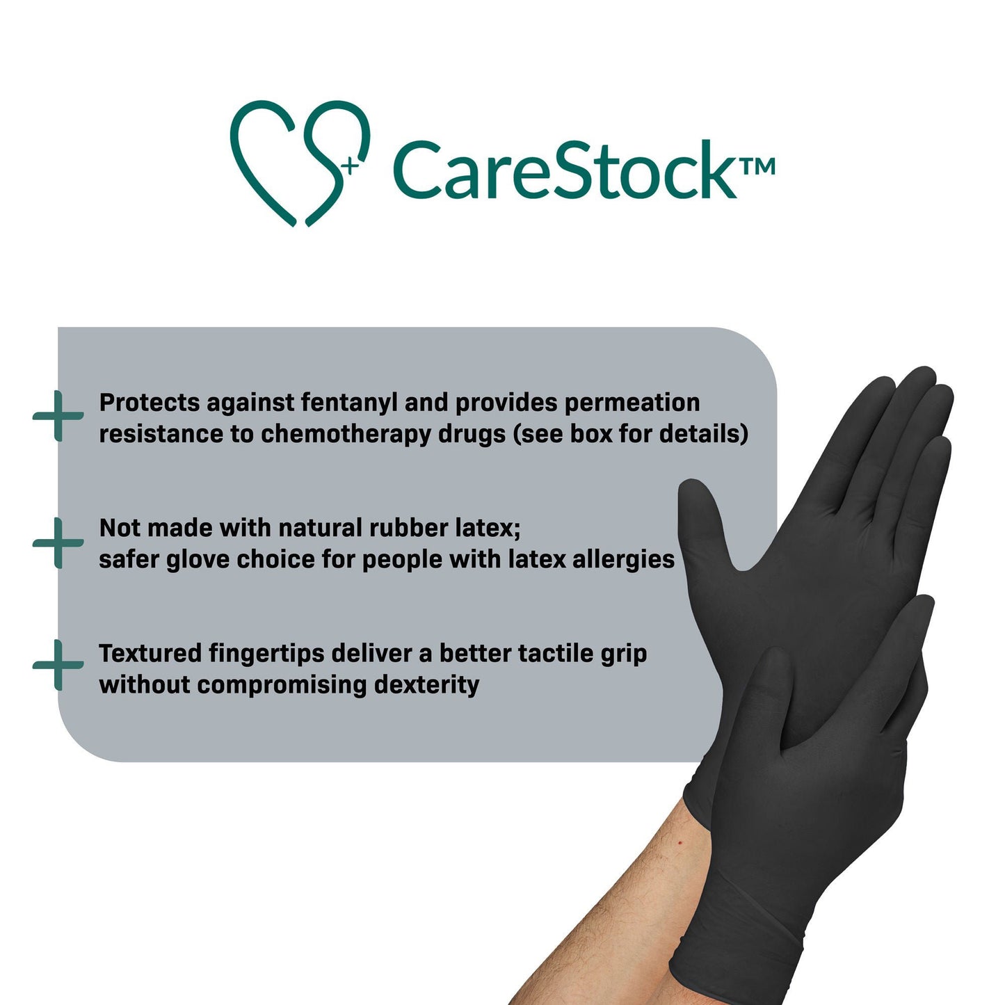 CareStock™ Nitrile Exam Gloves, Black - view 3