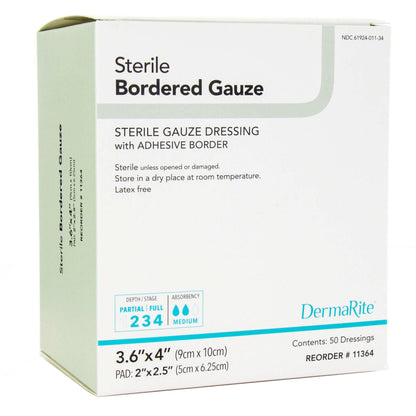 DermaRite® Gauze Adhesive Dressing, White, Sterile