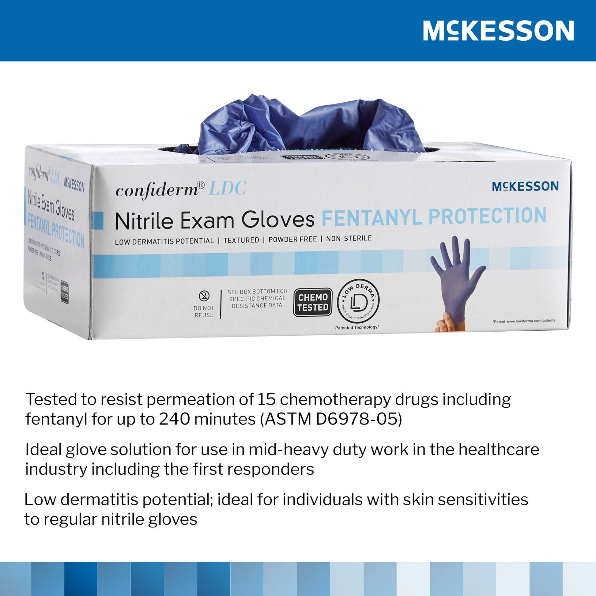 McKesson Confiderm® LDC Nitrile Exam Gloves, Blue - view 4