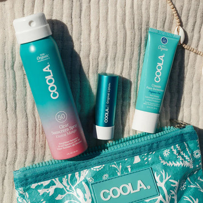 COOLA Suncare Travel Kit SPF 30 / SPF 50 Spray / Lotion / Balm Pouch