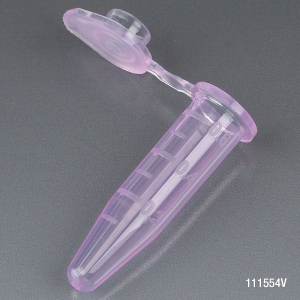 Microcentrifuge Tubes, Attached Snap Cap, Graduated PP — 0.5–2.0 mL, Violet, 500/Pack | Globe Scientific