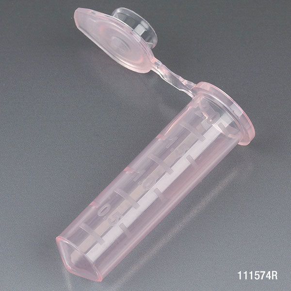 Microcentrifuge Tubes, PP, Attached Snap Cap, Graduated Red — 0.5–2.0 mL, 500/Stand | Globe Scientific