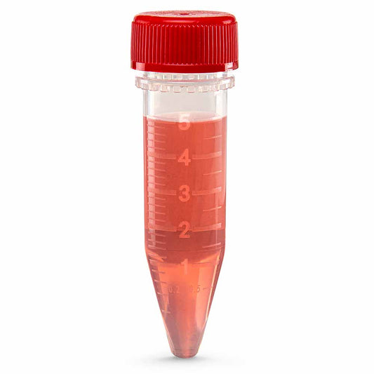 Diamond Midi Centrifuge Tube, 5.0mL, PP, Assembled Red Screw Cap, Graduated, STERILE