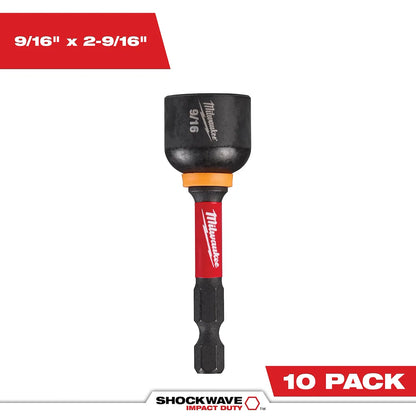 Milwaukee SHOCKWAVE Impact Duty 1/4” x 2-9/16” Magnetic Nut Driver Bulk 10 49-66-4732 | 1/4" Drive