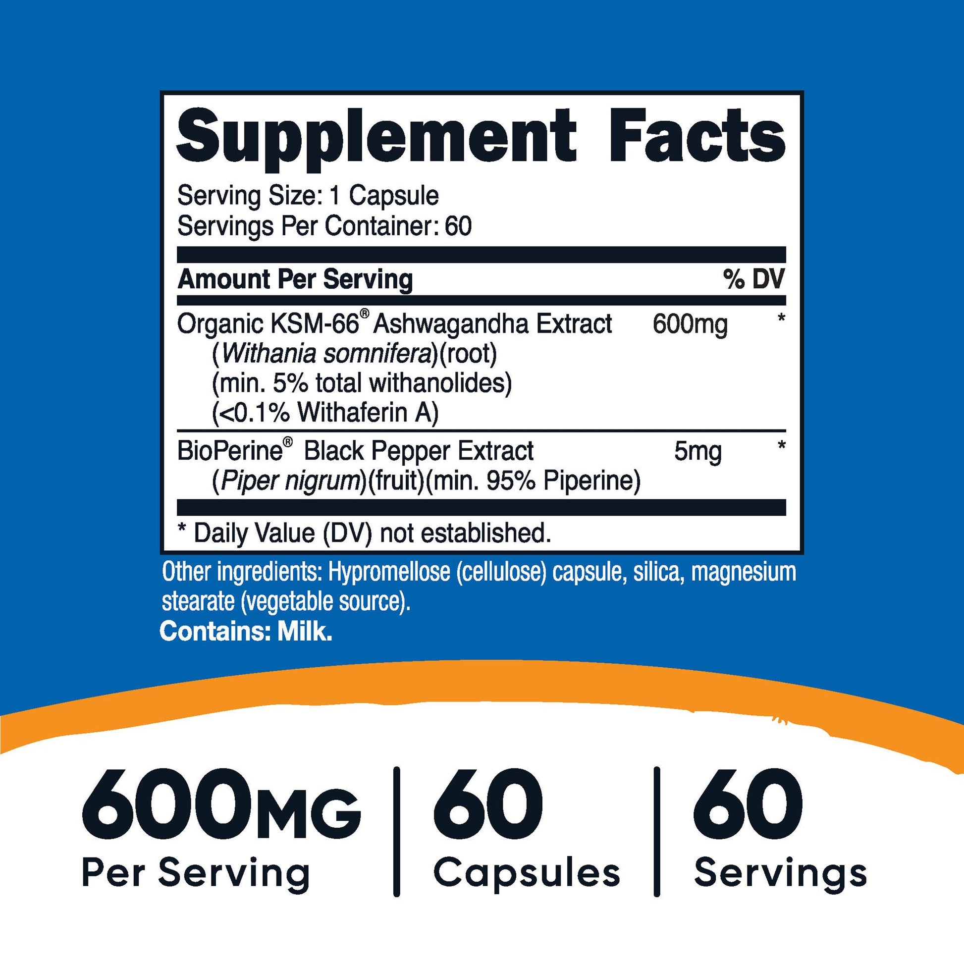 nutricost® KSM-66® Ashwagandha Root Extract and Black Pepper Extract