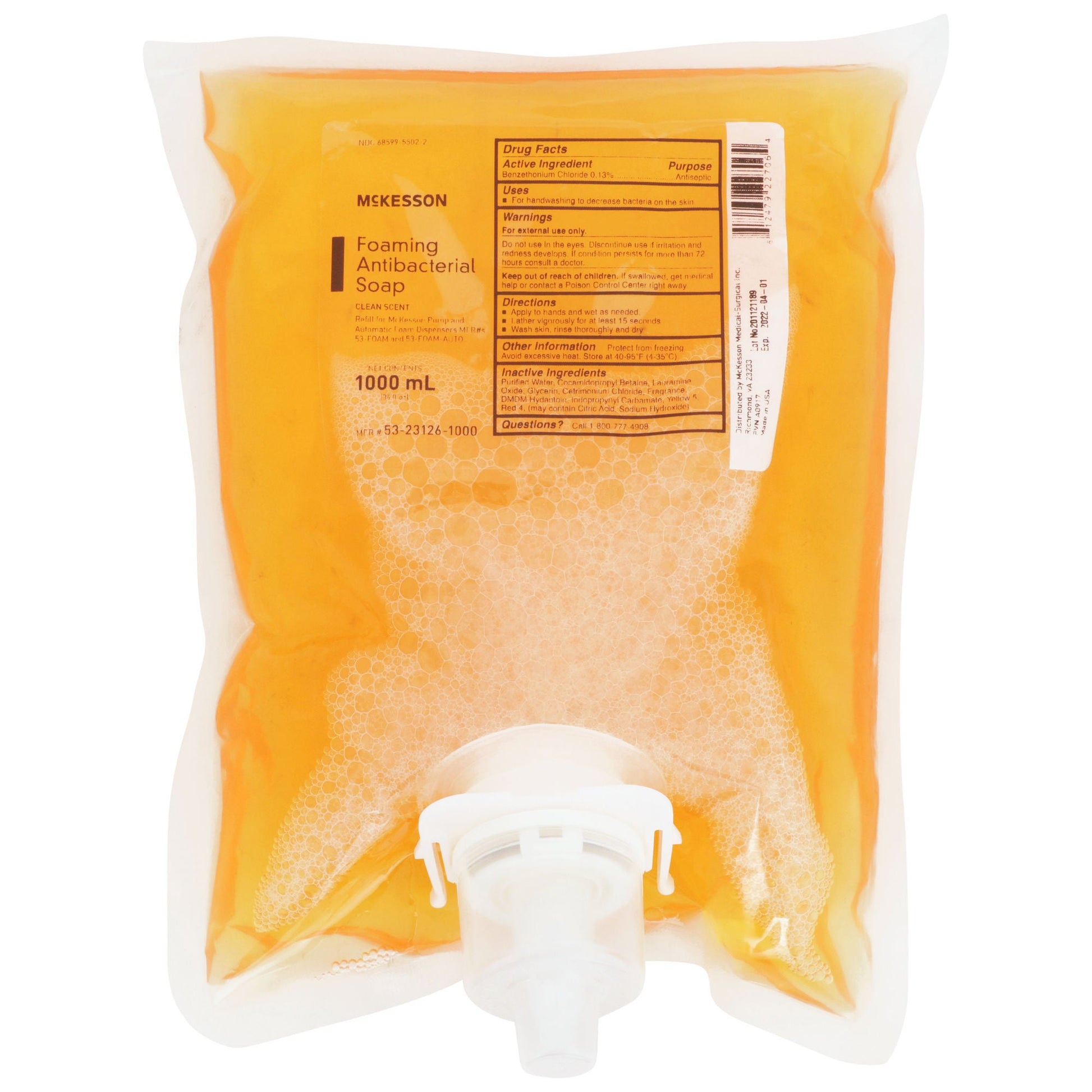 McKesson Clean Scent Foaming Antibacterial Soap, Refill Bag