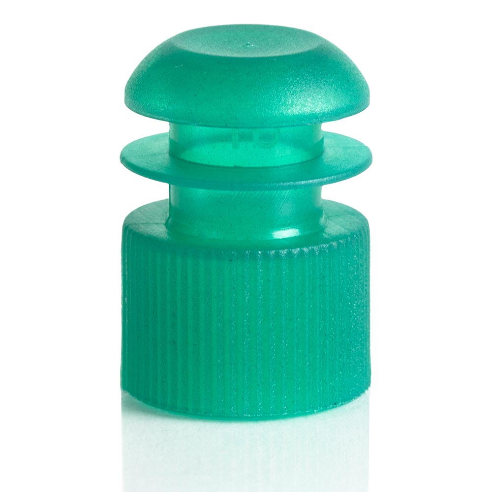 Flange Plug Caps, Polyethylene, Green — 12/13/16 mm, 1000/Case | Globe Scientific