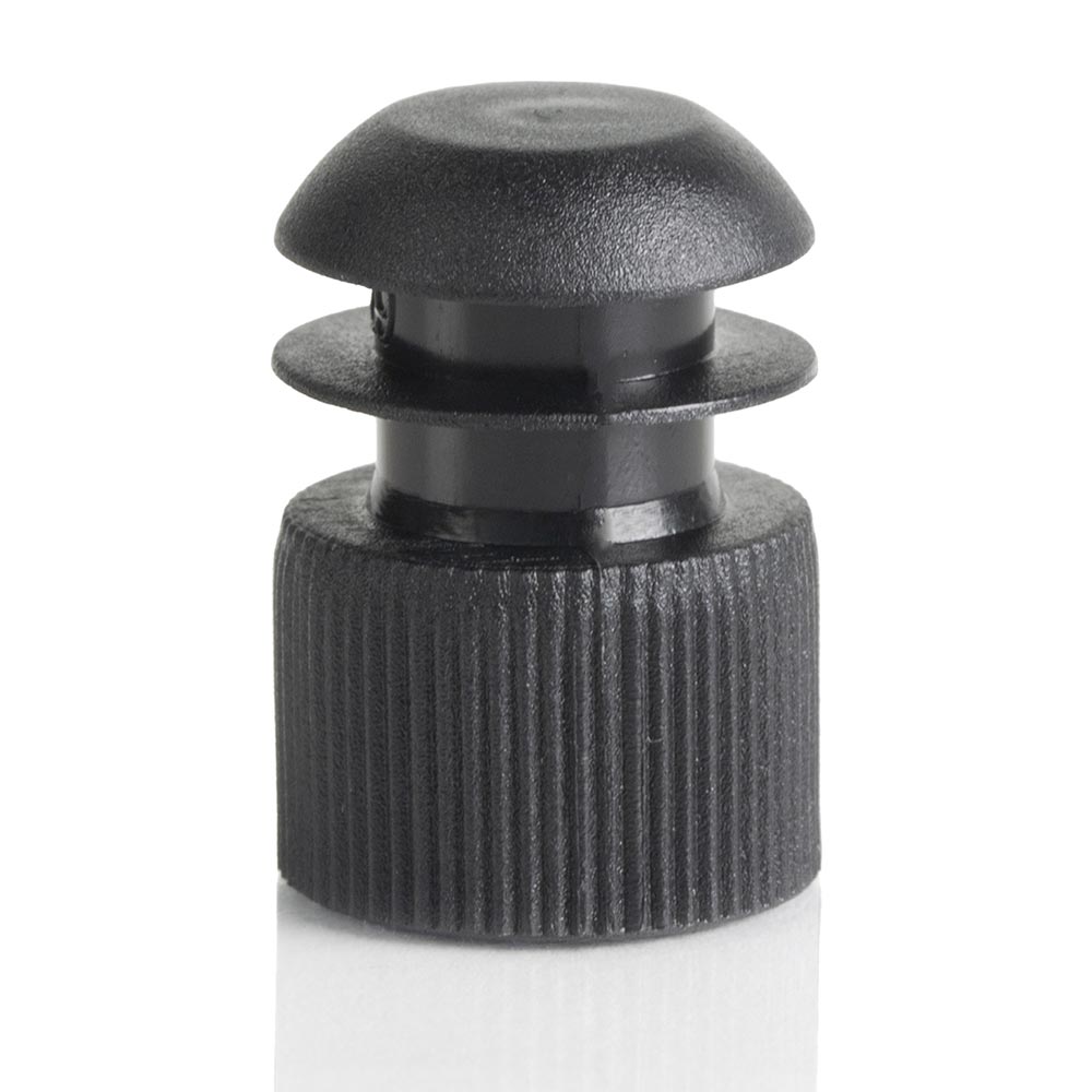 Flange Plug Caps, Black PE — 12, 13 & 16 mm Test Tube Closures, 1000/Case | Globe Scientific