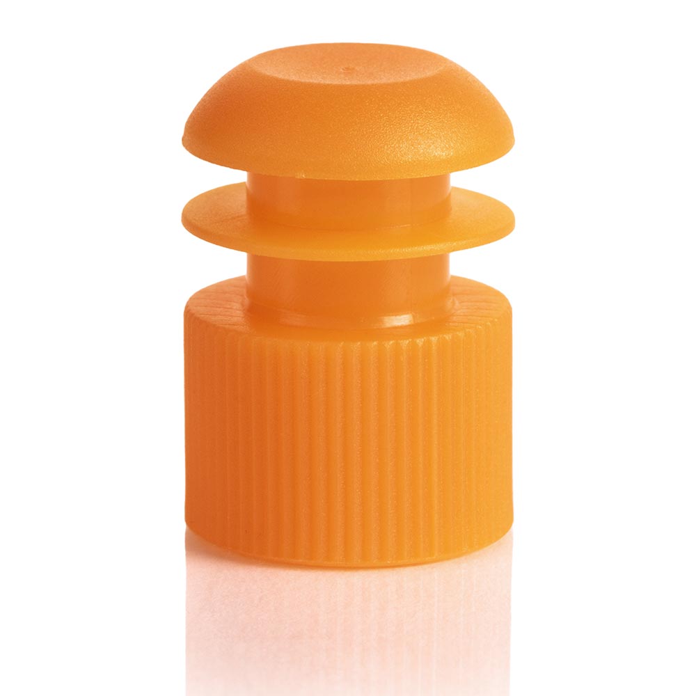 Flange Plug Caps for Culture & Test Tubes, Orange PE — 12, 13 & 16 mm, 1000/Case | Globe Scientific