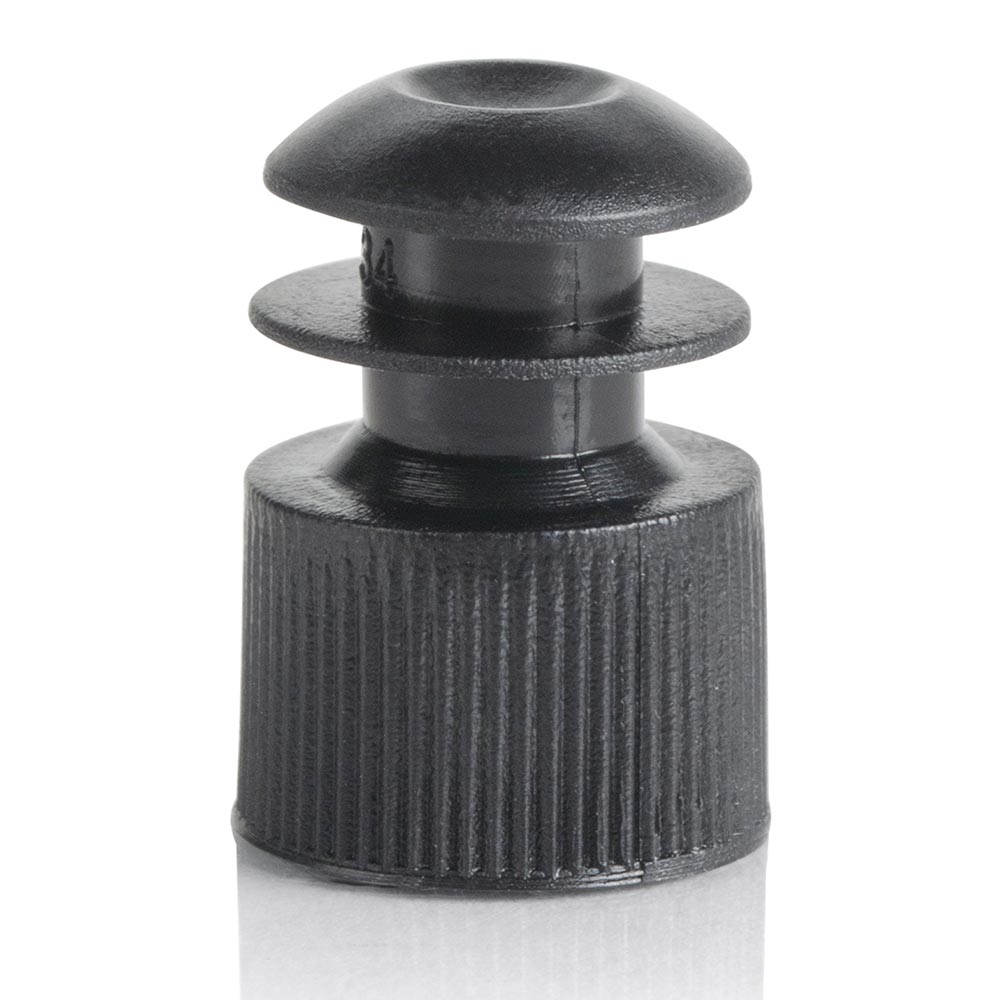 Flange Plug Caps, Black PE — 12, 13 & 16 mm Test Tube Closures, 1000/Case | Globe Scientific