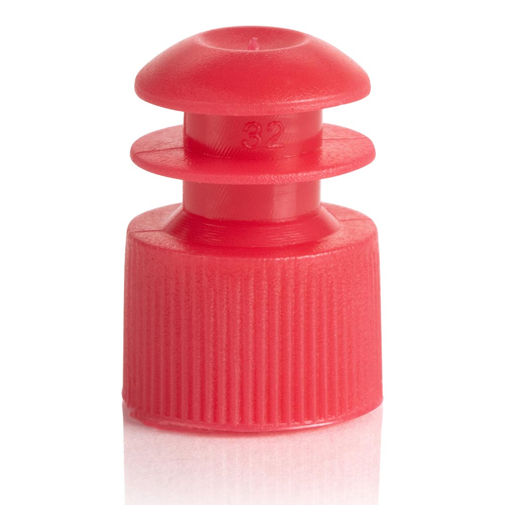 Flange Plug Caps, Red Polyethylene — 12, 13 & 16 mm Test Tube Closures, 1000/Case | Globe Scientific