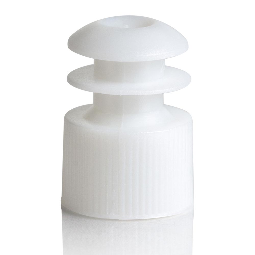 Flange Plug Caps, White Polyethylene — 12/13/16 mm Test Tube Closures, 1000/Case | Globe Scientific