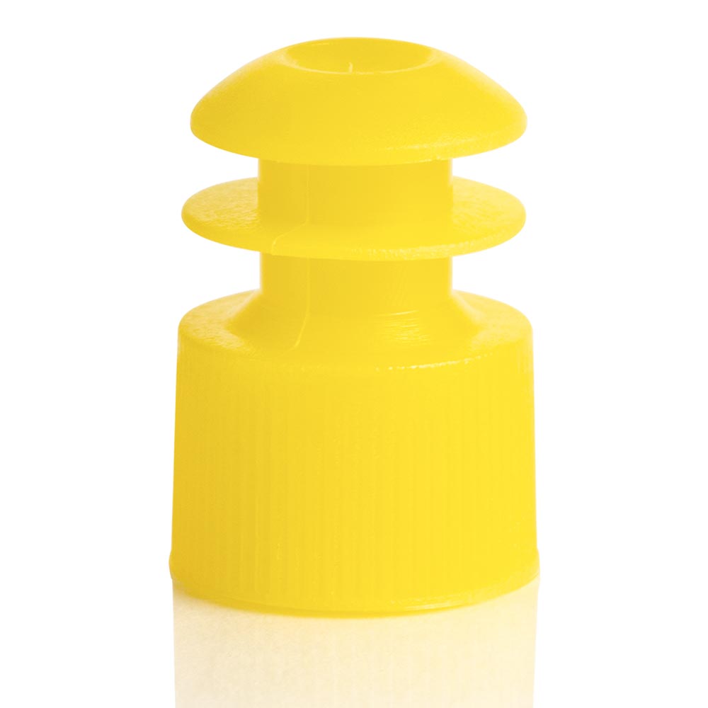 Flange Plug Caps, Polyethylene — 12/13/16 mm, Yellow, 1000/Pack | Globe Scientific