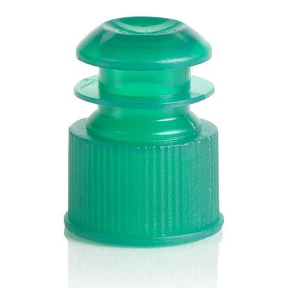Flange Plug Caps, Polyethylene, Green — 12/13/16 mm, 1000/Case | Globe Scientific