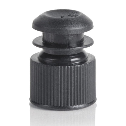 Flange Plug Caps, Black PE — 12, 13 & 16 mm Test Tube Closures, 1000/Case | Globe Scientific