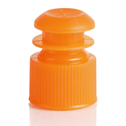 Flange Plug Caps for Culture & Test Tubes, Orange PE — 12, 13 & 16 mm, 1000/Case | Globe Scientific