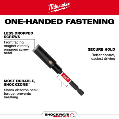 Milwaukee SHOCKWAVE Impact Duty 3in. Screw-Holding Bit Holder & Insert Bit Set (4Pc) 48-32-7905 | 1/4 in Drive