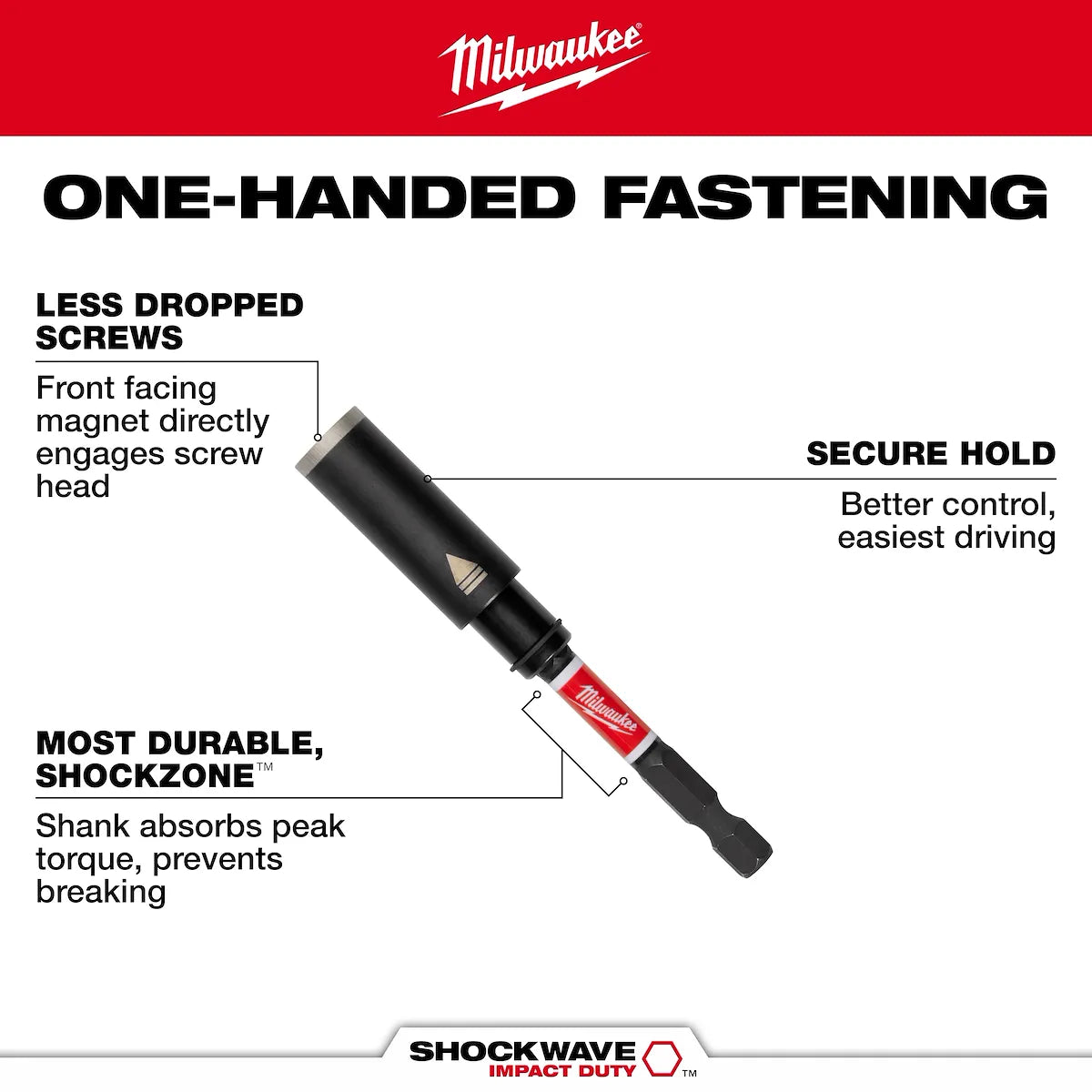 Milwaukee SHOCKWAVE Impact Duty 3in. Screw-Holding Bit Holder 48-32-7903 | 1/4" Drive