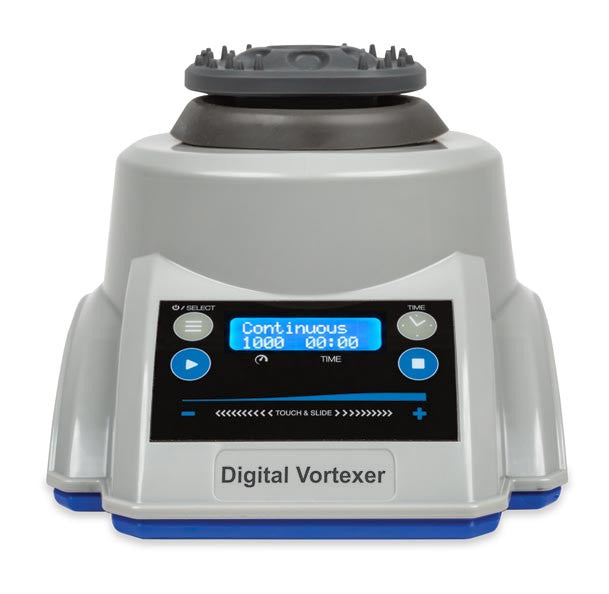 Heathrow Scientific Digital Vortexer showing the LCD control panel