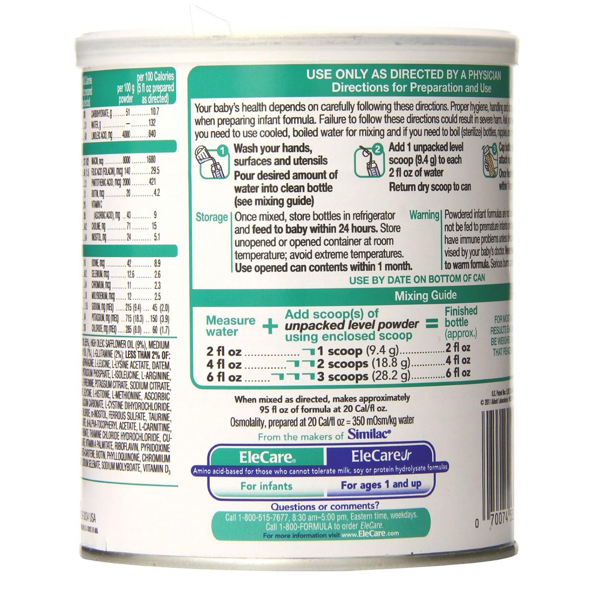 EleCare® with Iron Powder Infant Formula, can