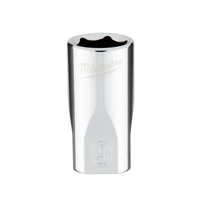 Milwaukee 1/4" Drive 9mm Metric Socket with FOUR FLAT Sides 45-34-9035 | 1/4 in Drive, Chrome Vanadium Steel