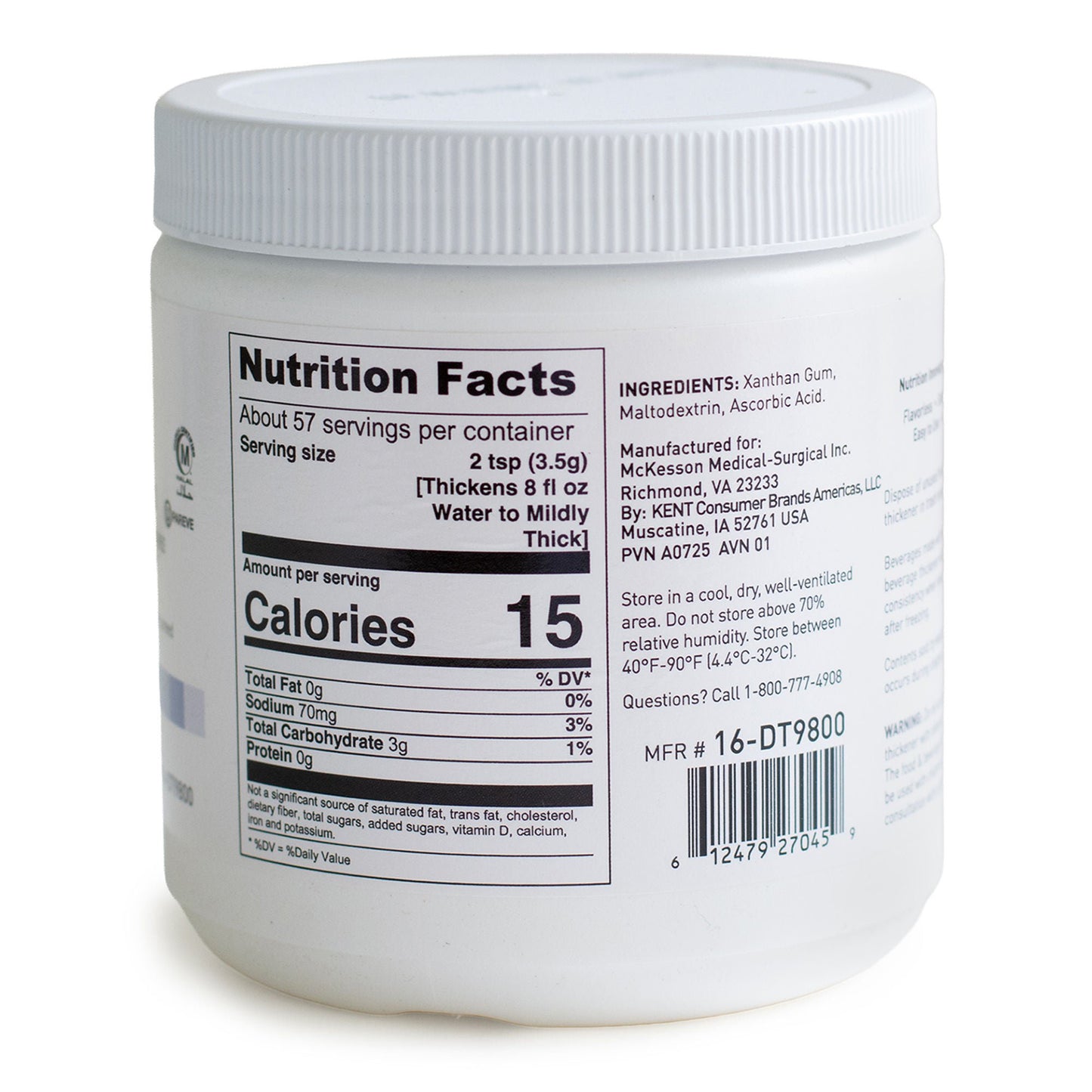 McKesson Food and Beverage Thickener Canister Unflavored IDDSI Level 0 Thin