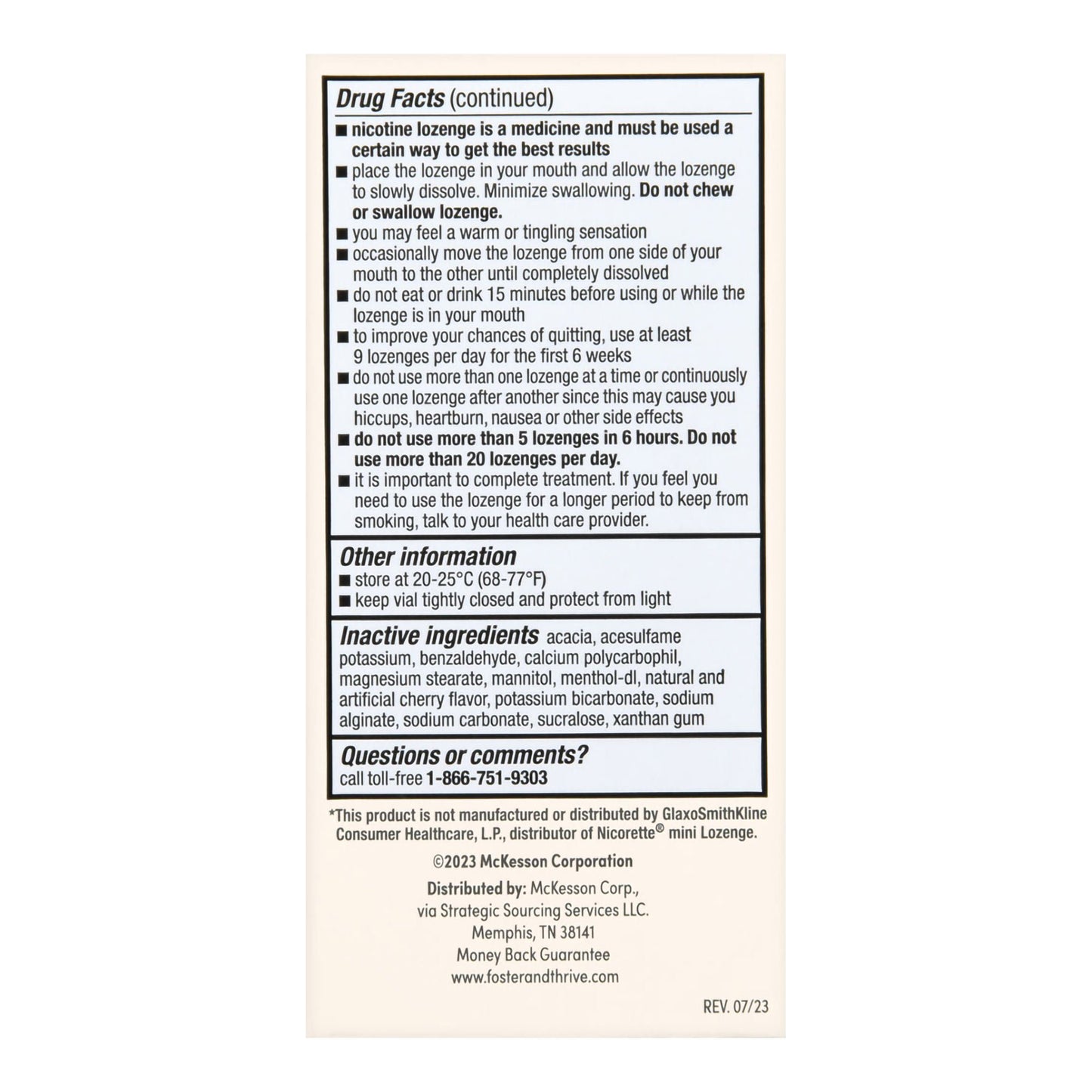 Foster & Thrive™ Mini Nicotine Polacrilex Lozenges 4 mg (Nicotine) Cherry Ice