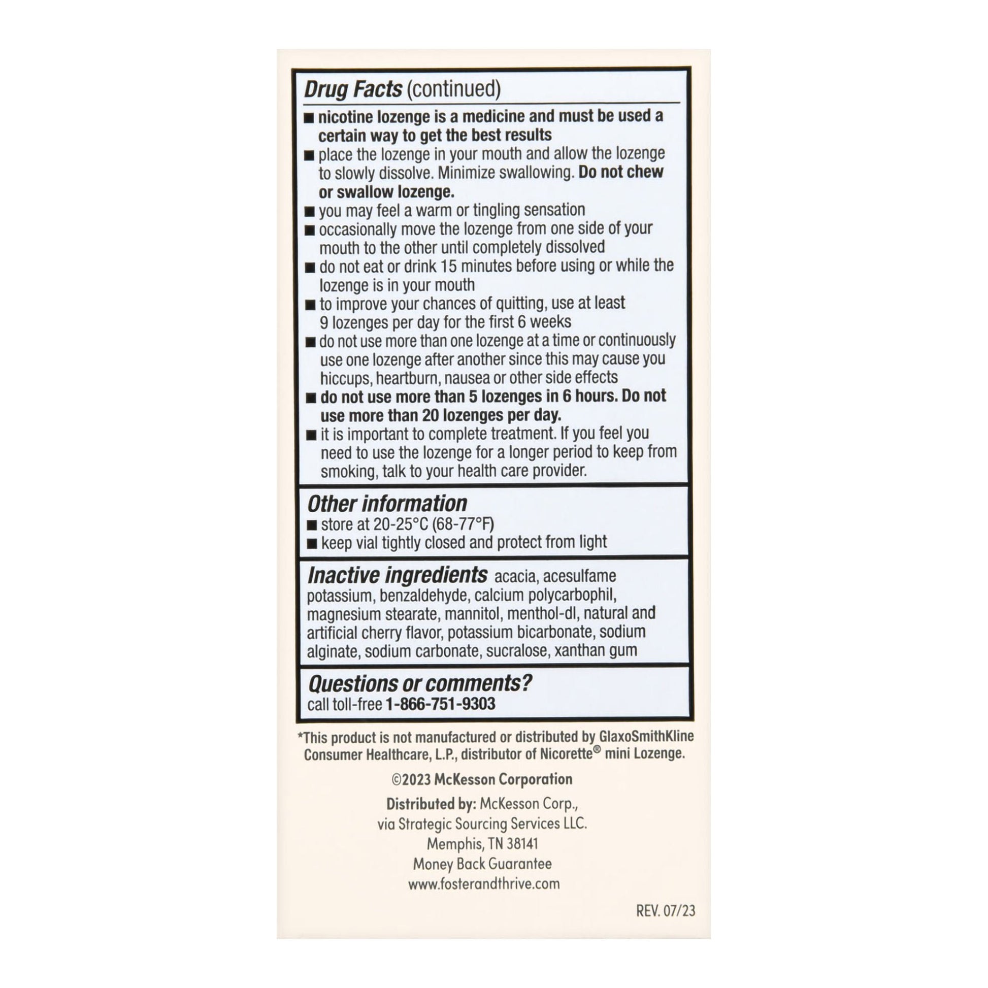 Foster & Thrive™ Mini Nicotine Polacrilex Lozenges 4 mg (Nicotine) Cherry Ice