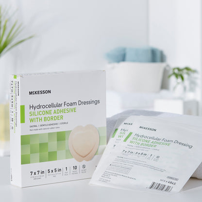 McKesson Silicone Adhesive with Border Silicone Foam Dressing, Sacral
