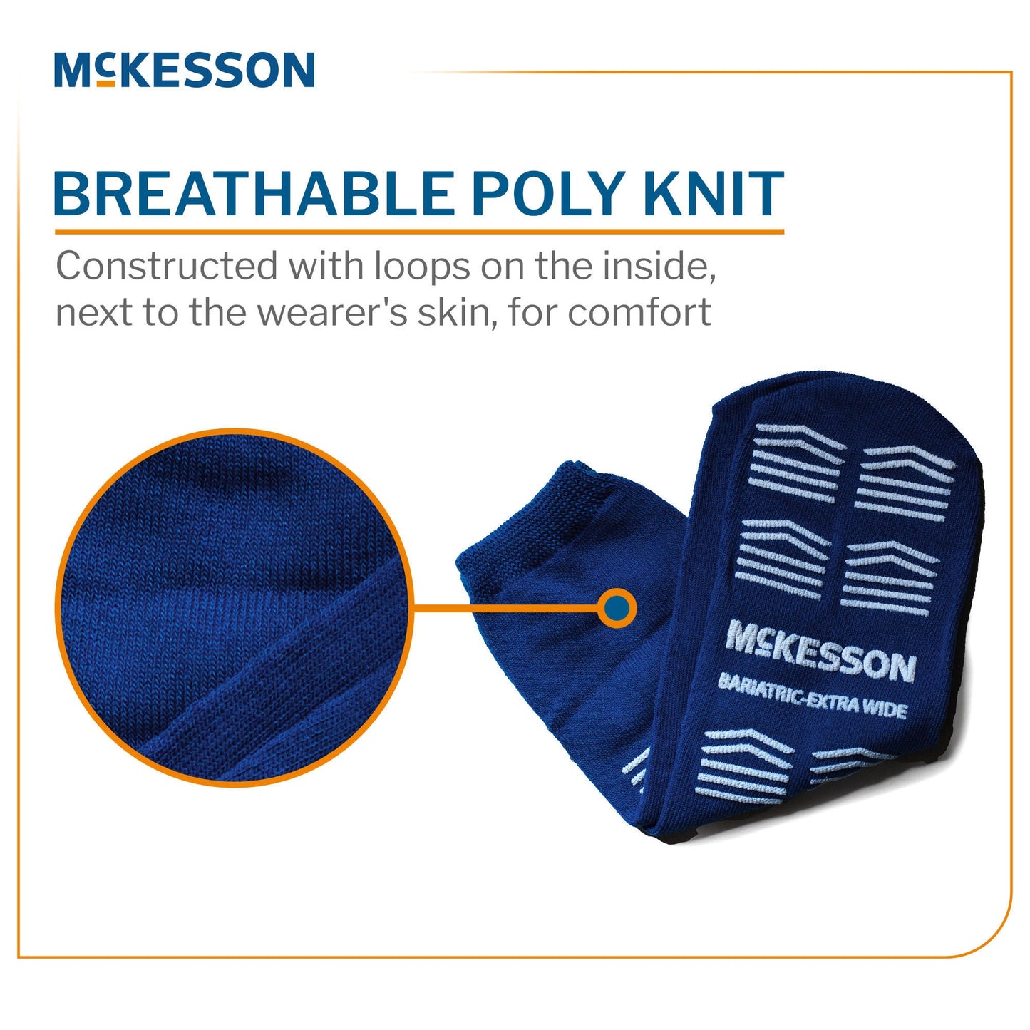 McKesson Slipper Socks, Single Tread, Bariatric, Kingfisher Blue