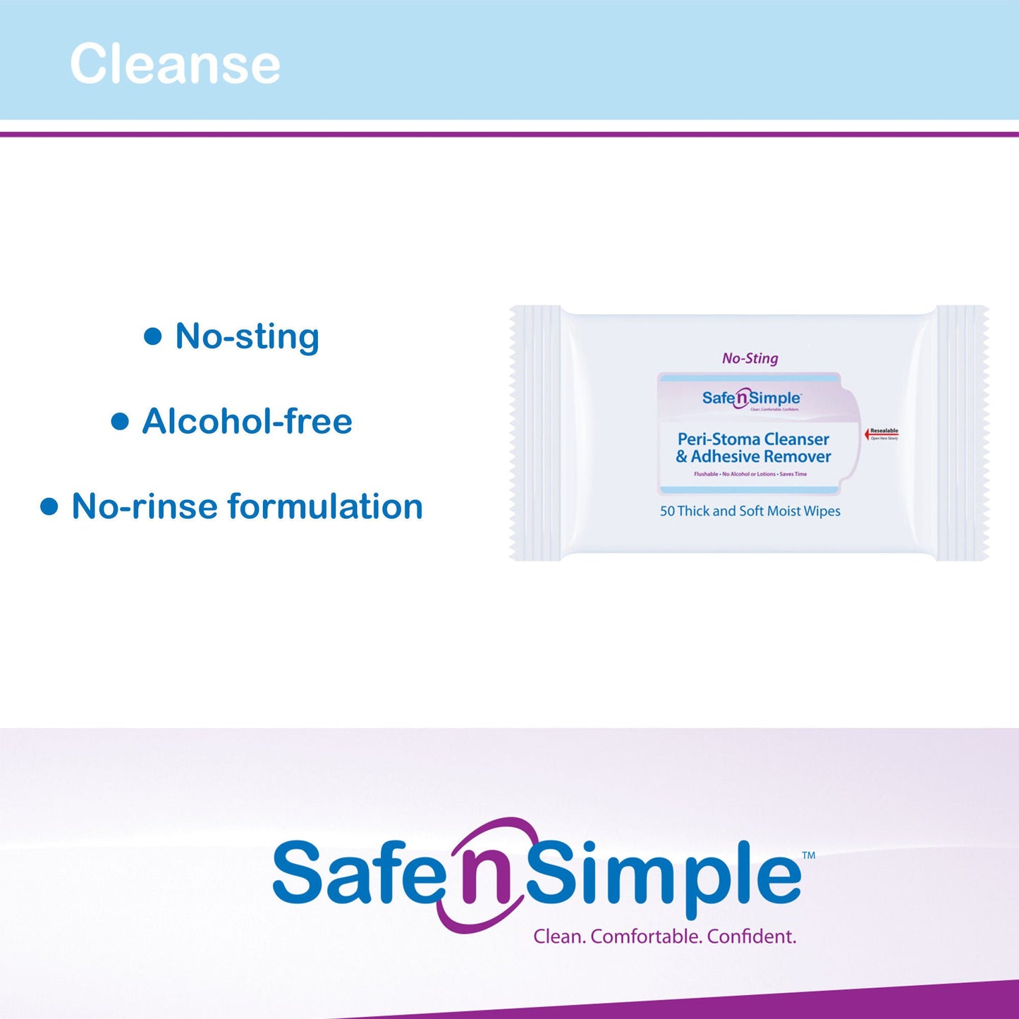 Safe n Simple™ Adhesive Remover Wipes