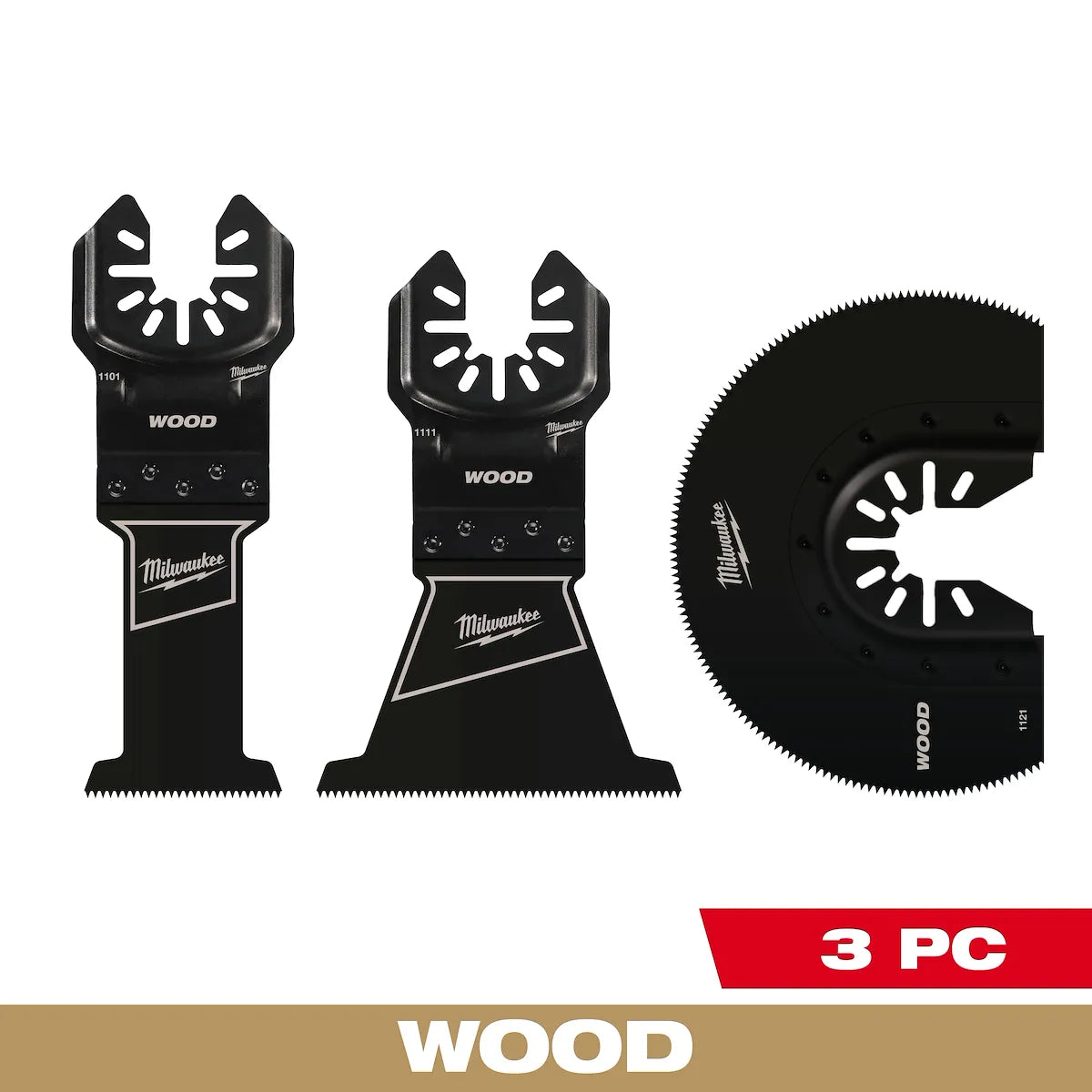 Milwaukee 3 PC High Carbon Steel Wood Universal Fit Oscillating Multi-Tool Blade Set 49-10-9004 | 3-Piece