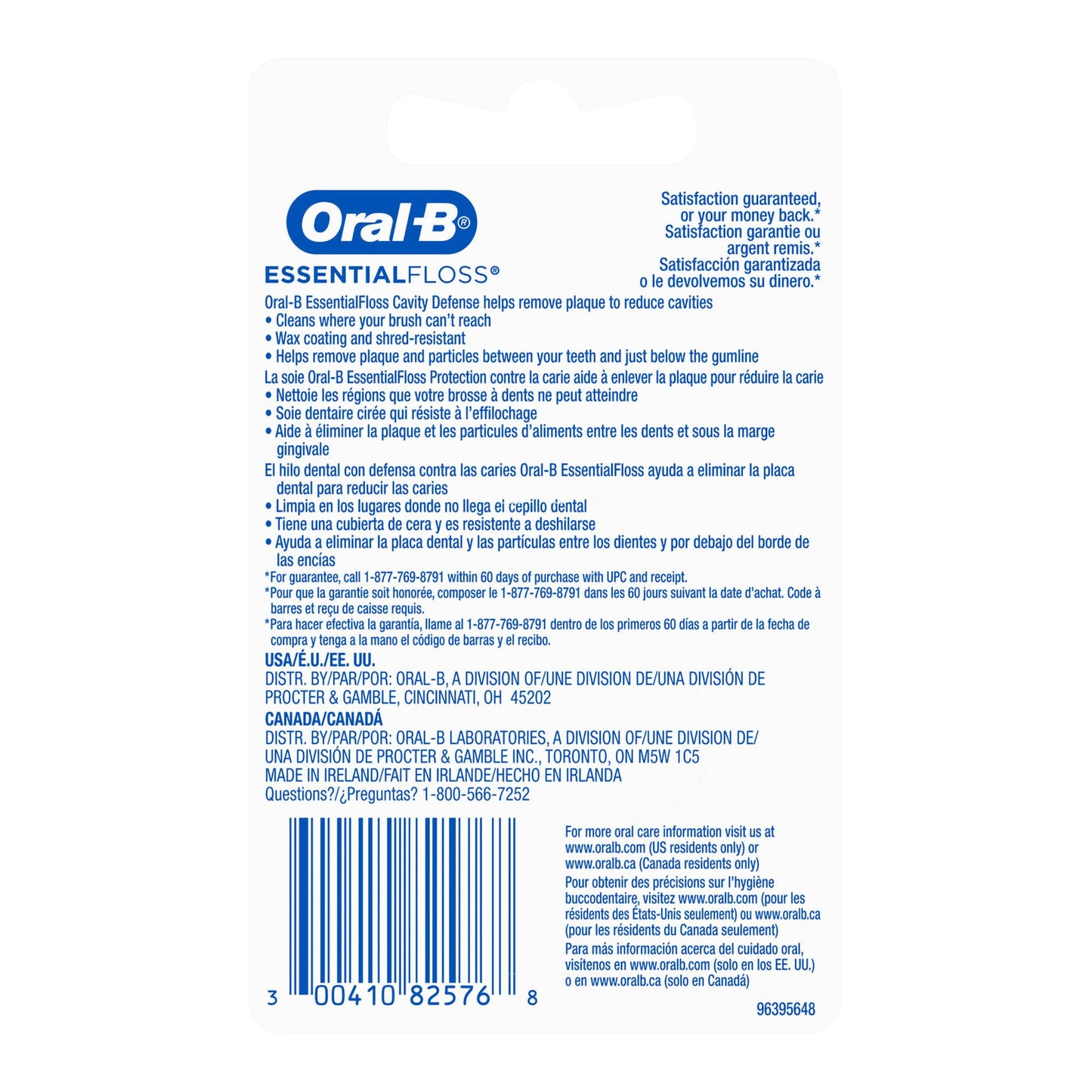 Oral-B Essential Floss Cavity Defense Dental Floss, 54 Yards