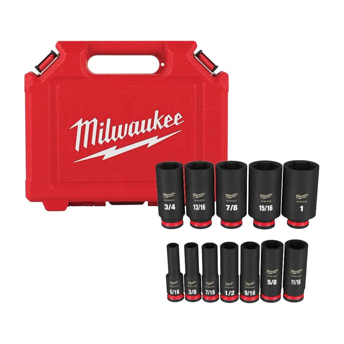 Milwaukee 12PC SHOCKWAVE Impact Duty 3/8" Drive SAE Deep 6 Point Socket Set 49-66-6120