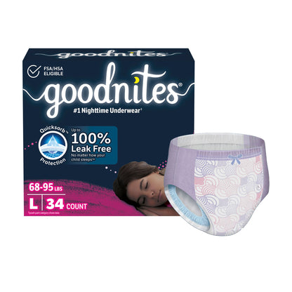 Goodnites® Heavy Absorbency Nighttime Underwear, for Girls 68 – 95 lbs.
