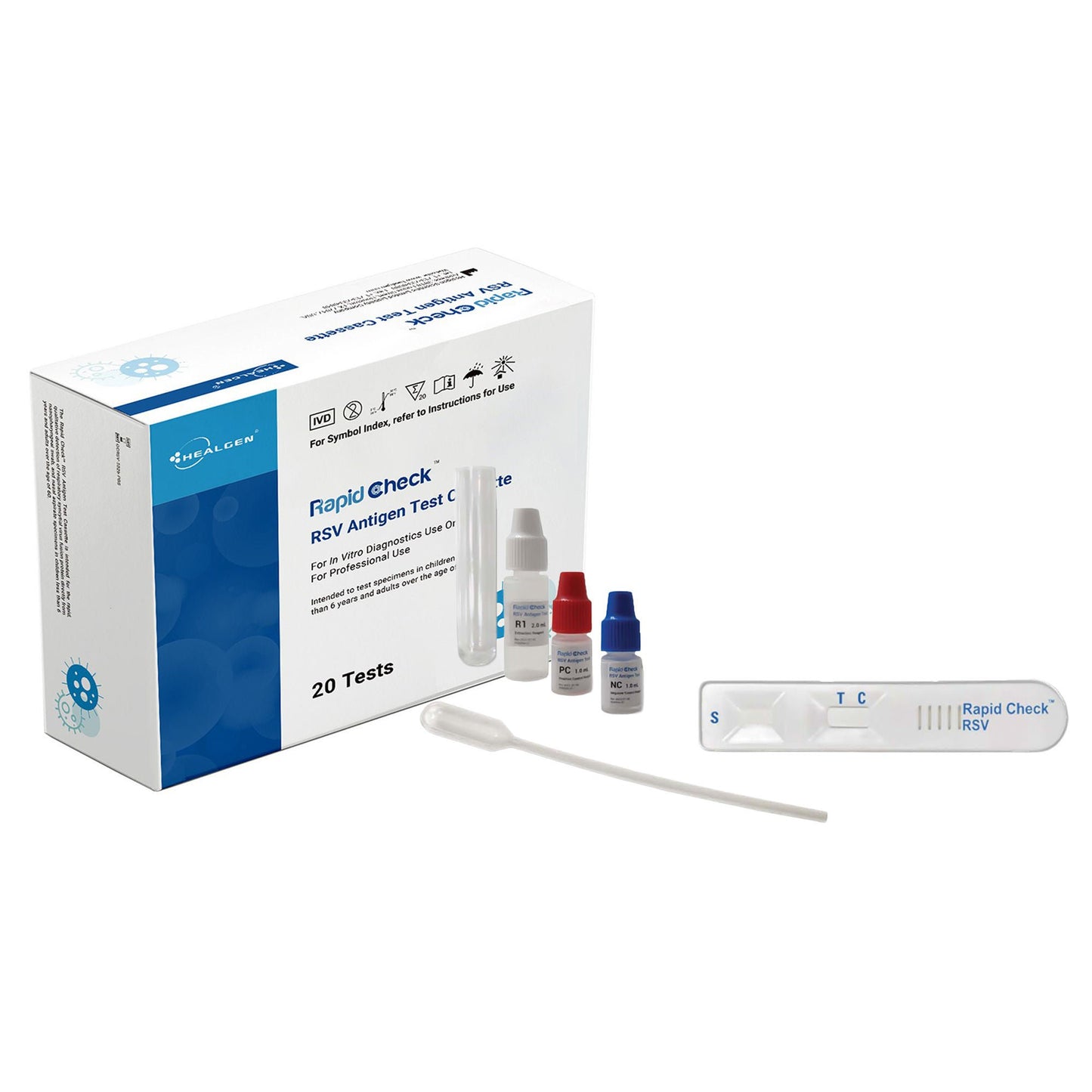 Rapid Check Respiratory Test Kit Respiratory Syncytial Virus Test (RSV) 20 Test CLIA Waived