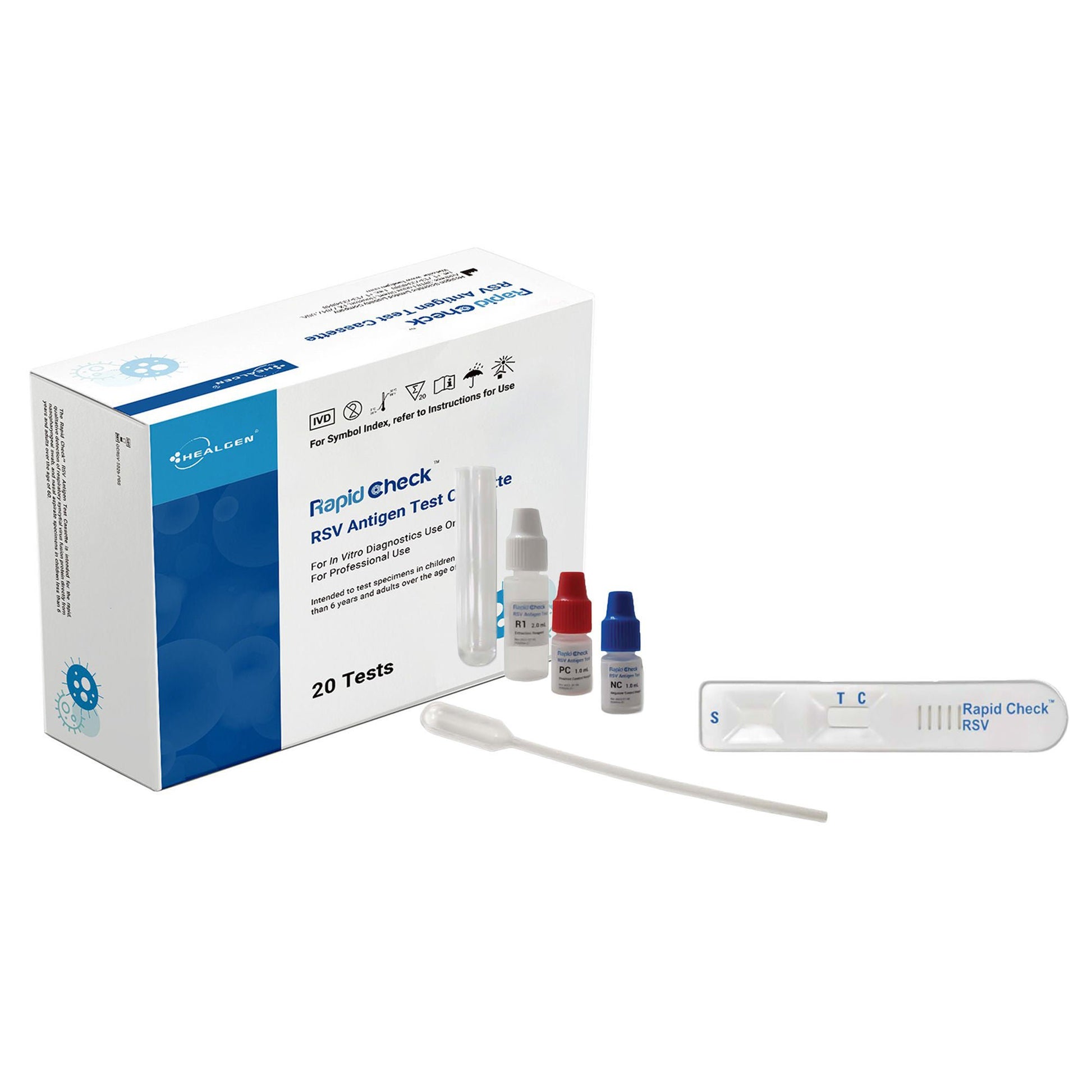 Rapid Check Respiratory Test Kit Respiratory Syncytial Virus Test (RSV) 20 Test CLIA Waived