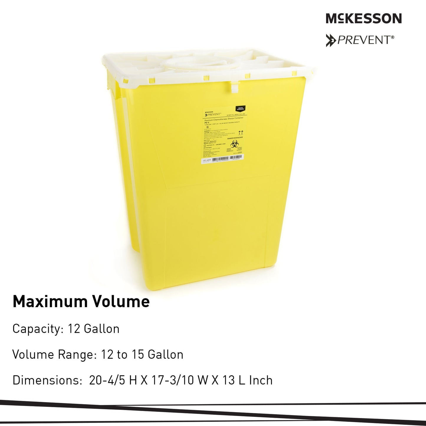 McKesson Prevent® Chemotherapy Sharps Container, 12 Gal.