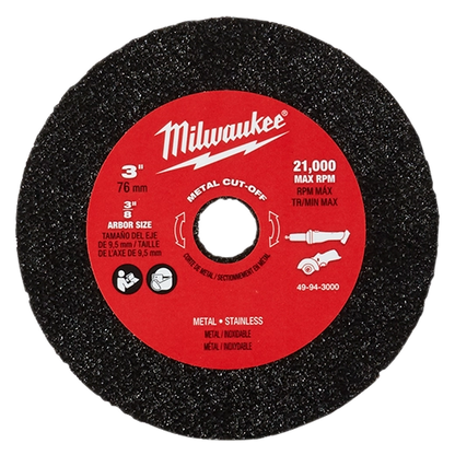 Milwaukee 3" Metal Cut Off Wheel 3PK 49-94-3000 | 3-Piece