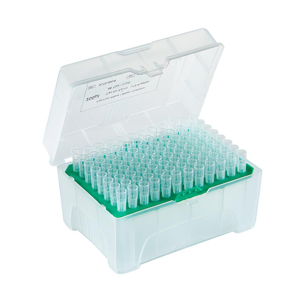 200 µL PosiStop Pipette Tips, Graduated — Bulk, Racked, GreenRack & Refill, Sterile or Non-Sterile, 1000/Bag & 960/Box | Globe Scientific