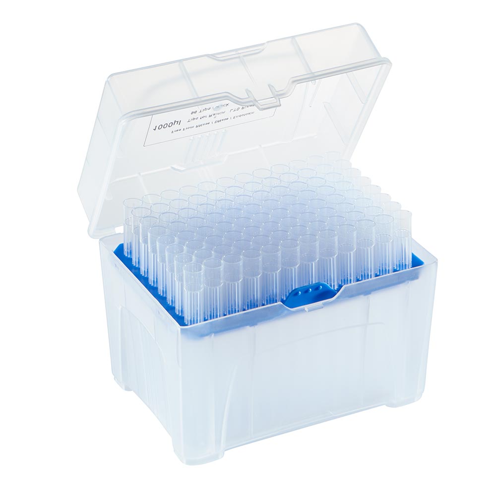 1000 µL PosiStop Pipette Tips, Graduated — Bulk, Racked, GreenRack & Refill, Sterile & Non-Sterile | Globe Scientific
