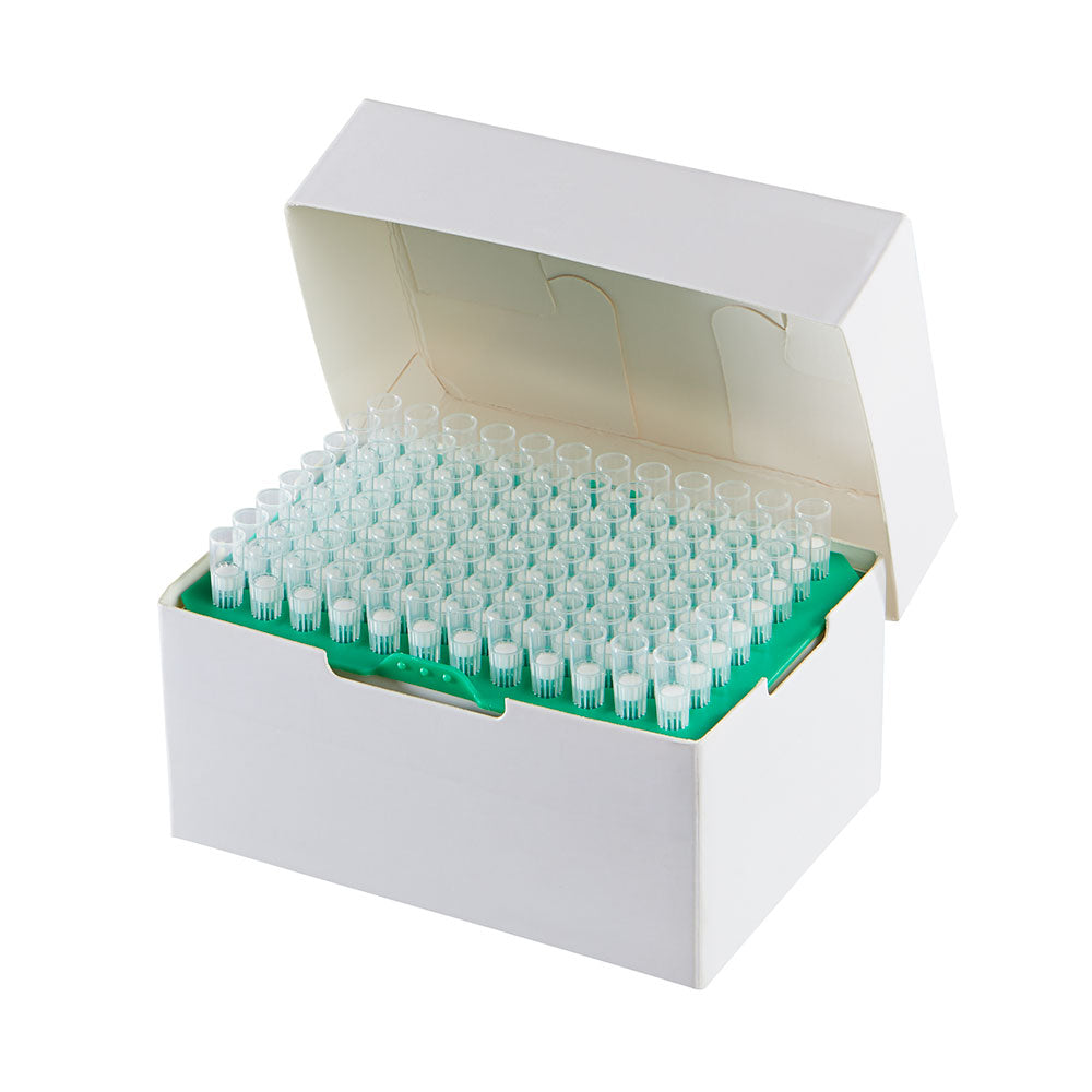 200 µL Filter Pipette Tips, Graduated PosiStop Barrier — Bulk, Racked & Sterile, 1000/Pack | Globe Scientific