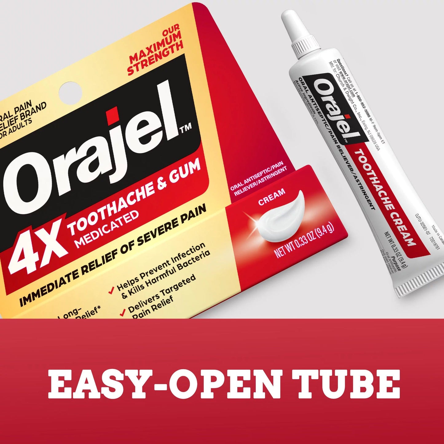 Orajel™ 4X Medicated Cream for Toothache & Gum, Maximum Strength for Severe Pain